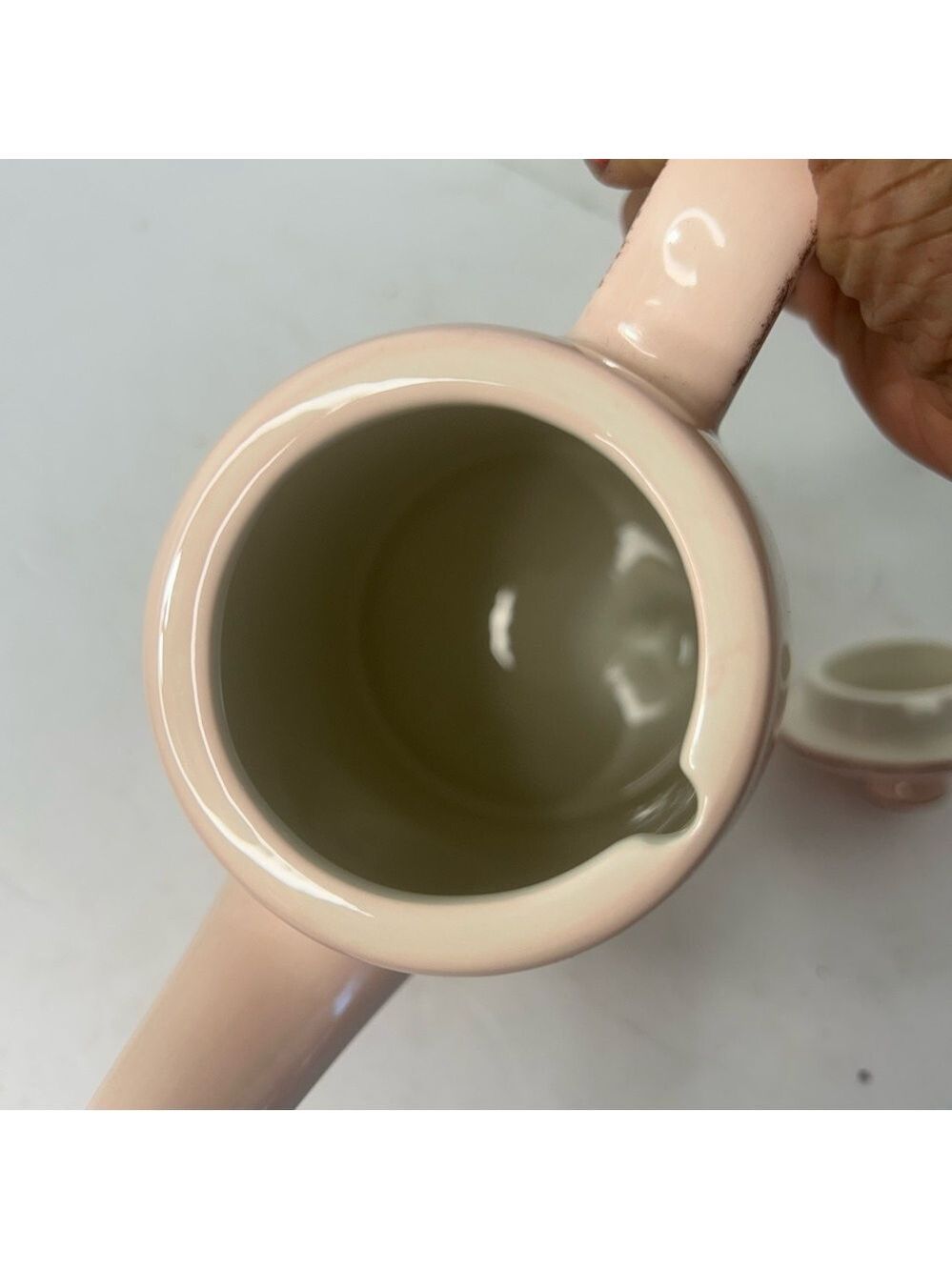 Pottery Barn Blush Pink Ceramic Teapot Tea Party English Garden Event - Picture 6 of 7